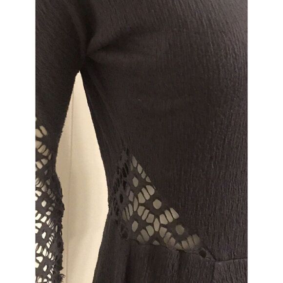Free People Womens Small To The Point Mini Dress Gray Fit & Flare Lace Cut Outs - Picture 3 of 8